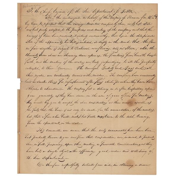 Boston Firemen: 1833 Letter