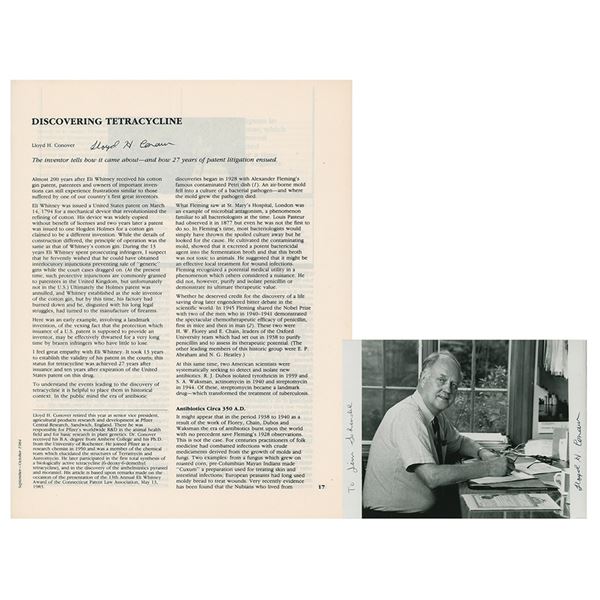 Lloyd H. Conover Signed Photograph and Booklet