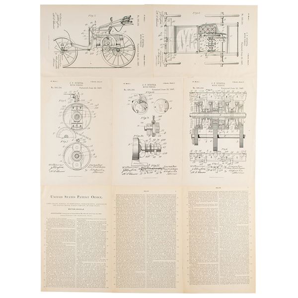 James Frank Duryea Motor Vehicle Patent Lithographs