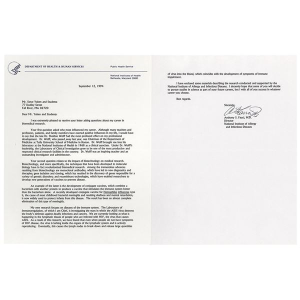 Anthony Fauci Typed Letter Signed