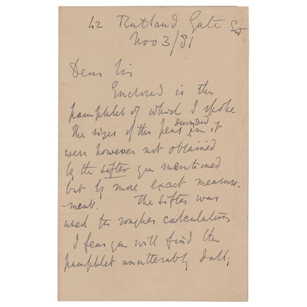 Francis Galton Autograph Letter Signed