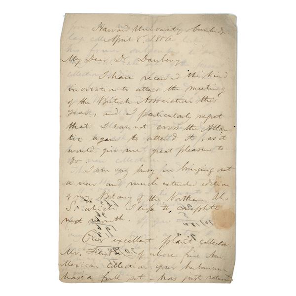 Asa Gray (2) Autograph Letters Signed