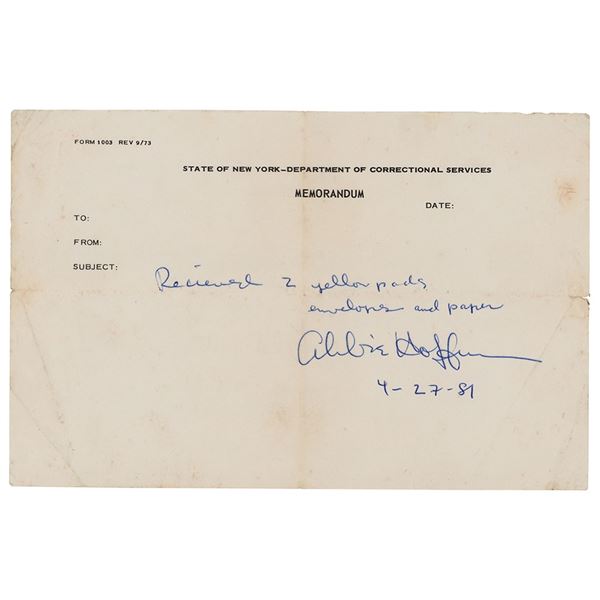 Abbie Hoffman Document Signed