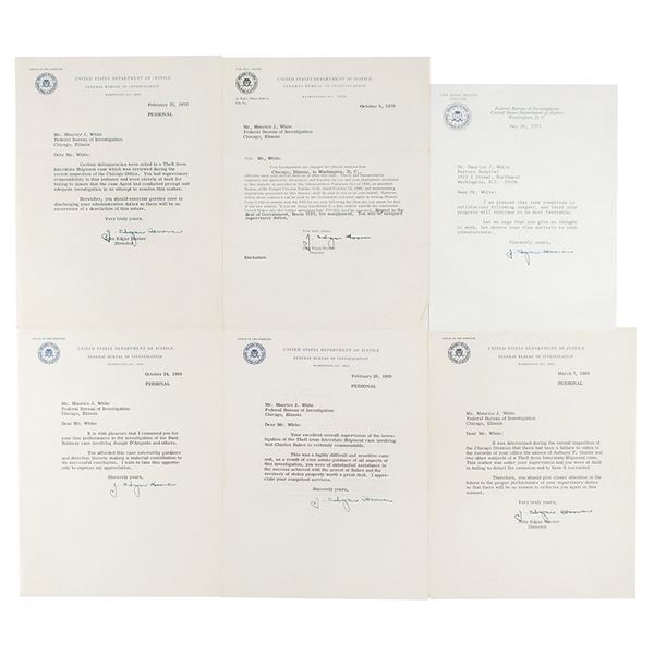J. Edgar Hoover (6) Typed Letters Signed