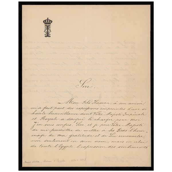Isma'il Pasha Letter Signed