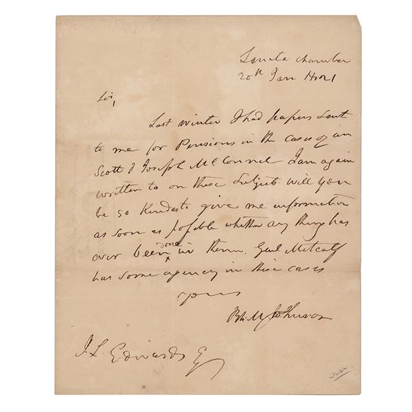 Richard Mentor Johnson Autograph Letter Signed