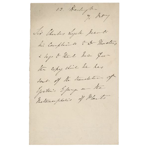 Charles Lyell Autograph Letter Signed