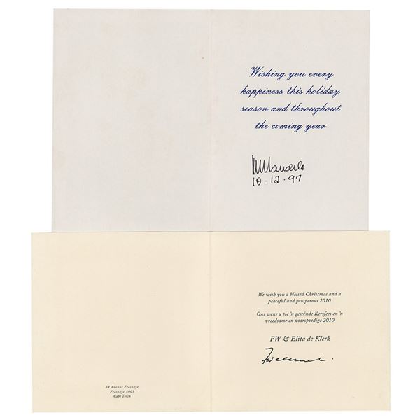 Nelson Mandela and F. W. De Klerk Signed Christmas Cards