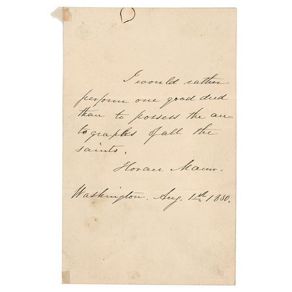 Horace Mann Autograph Quotation Signed