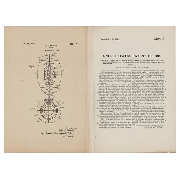 John E. Maynard Football Patent Lithograph