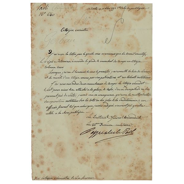 Pasquale Paoli Letter Signed