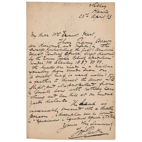 Thomas Heazle Parke Autograph Letter Signed