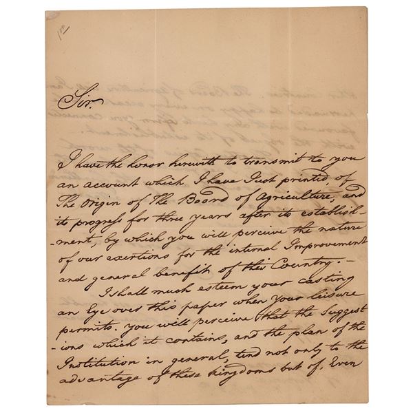Sir John Sinclair Letter Signed
