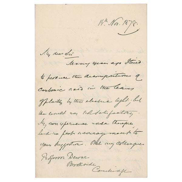 John Tyndall Autograph Letter Signed