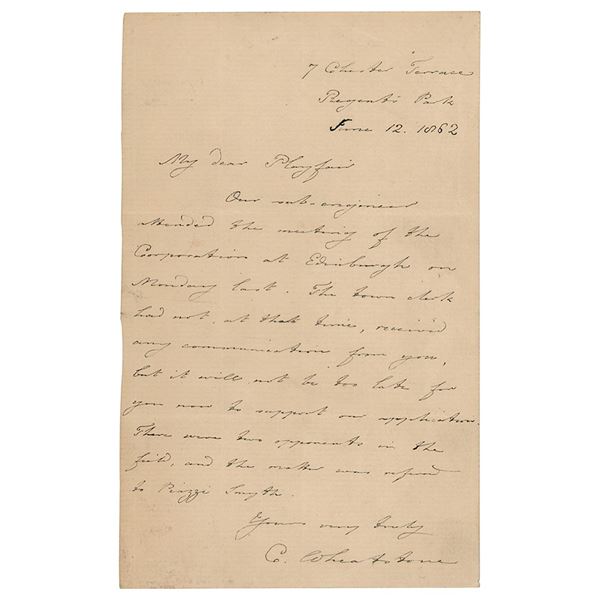 Charles Wheatstone Autograph Letter Signed