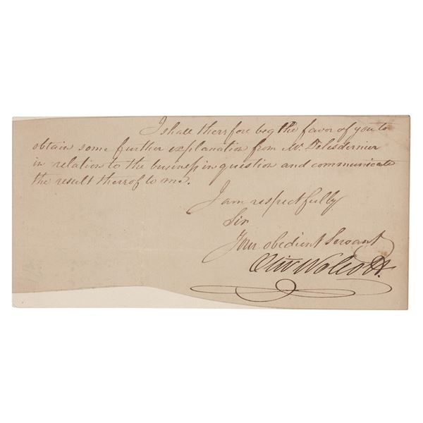 Oliver Wolcott, Jr. Partial Letter Signed