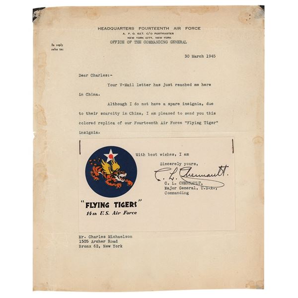 Claire L. Chennault Typed Letter Signed