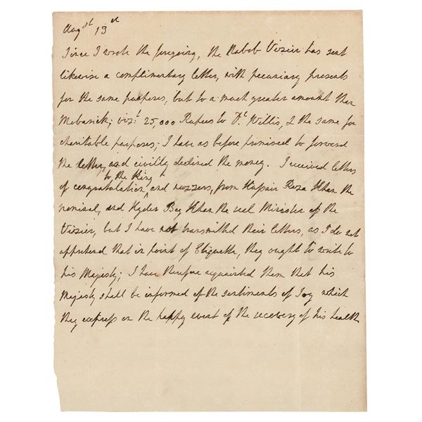 Charles Cornwallis Partial Handwritten Letter