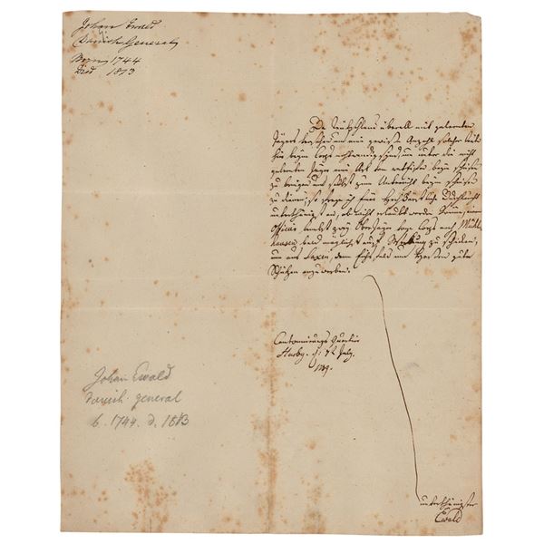 Johann Ewald Autograph Letter Signed