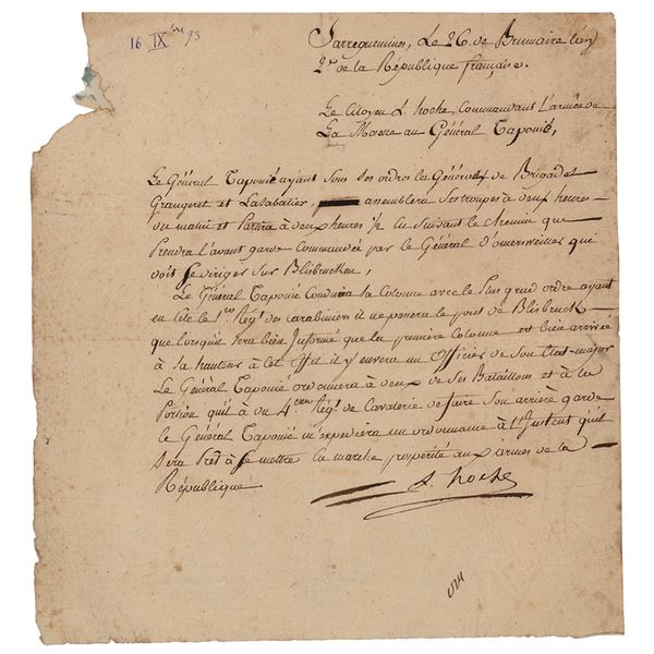 Lazare Hoche Letter Signed