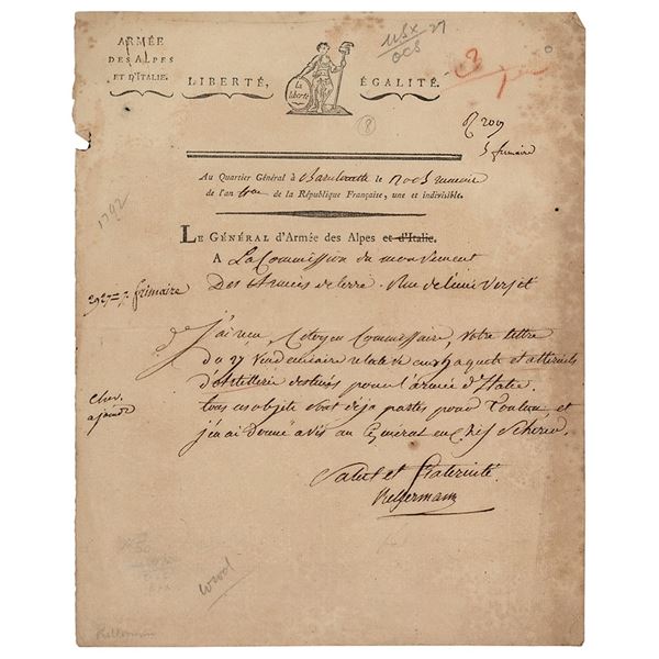 Francois Christophe de Kellermann Letter Signed