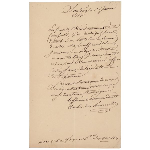 Charles-Malo de Lameth Autograph Letter Signed