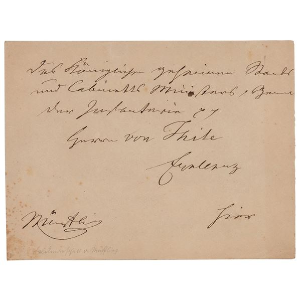 Karl Freiherr von Muffling Autograph Note Signed
