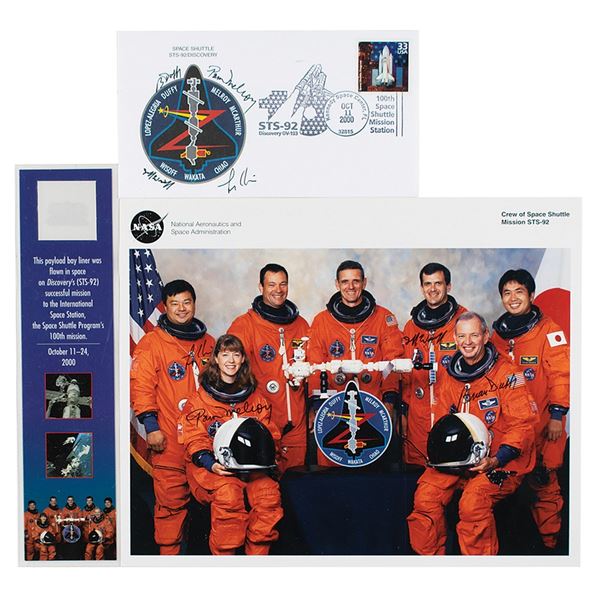 STS-92 (2) Signed Items and Flown Payload Bay Liner