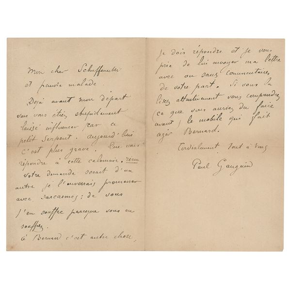 Paul Gauguin Autograph Letter Signed