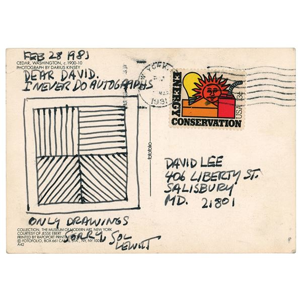 Sol Lewitt Signed Sketch