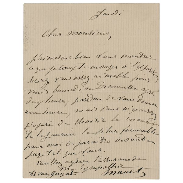 Edouard Manet Autograph Letter Signed