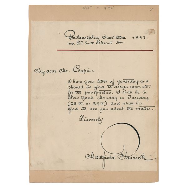 Maxfield Parrish Autograph Letter Signed