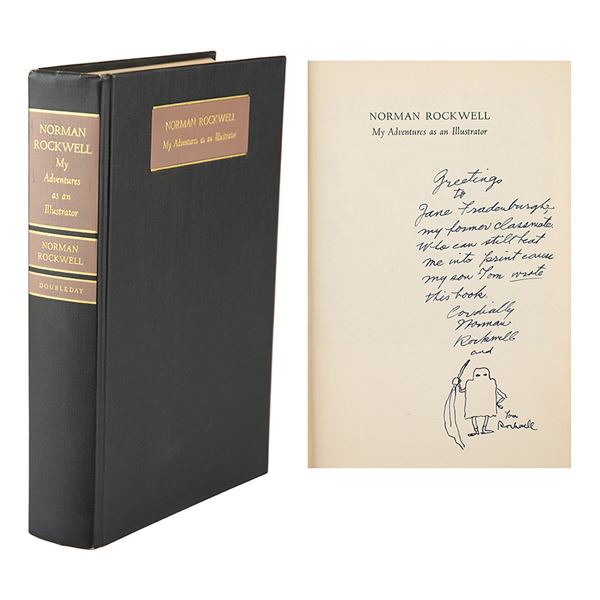 Norman Rockwell Signed Book with Sketch