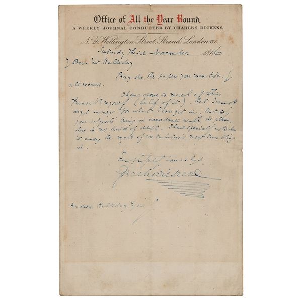Charles Dickens Autograph Letter Signed