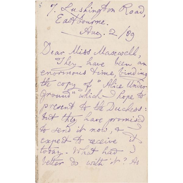 Charles L. Dodgson Autograph Letter Signed