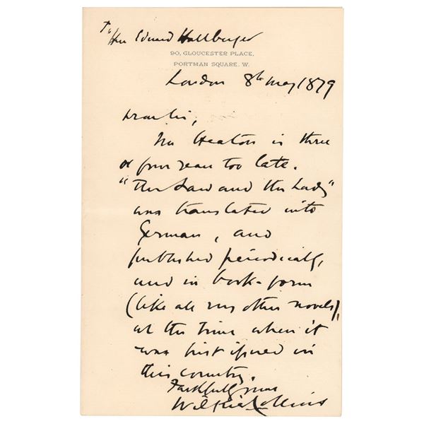 Wilkie Collins Autograph Letter Signed