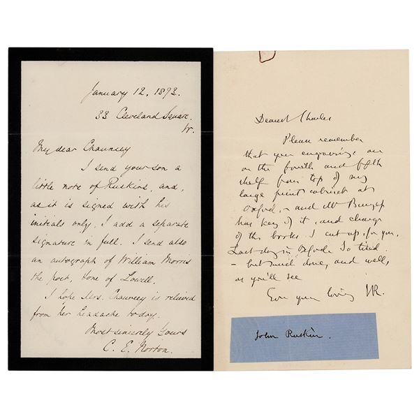 John Ruskin Autograph Letter Signed and Signature
