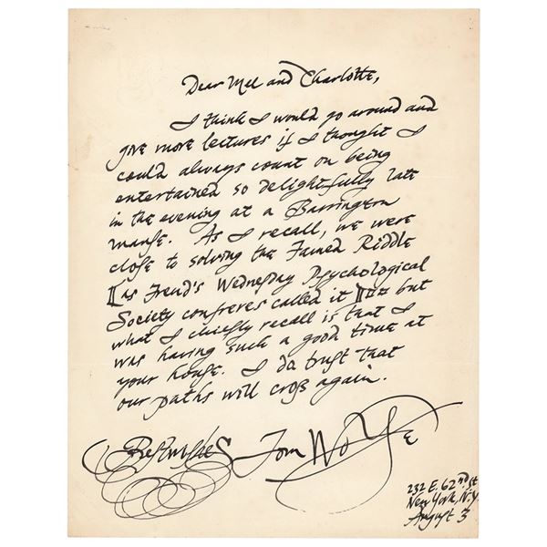 Tom Wolfe Autograph Letter Signed