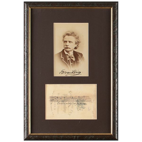 Edvard Grieg Signed Photograph with Musical Quotation