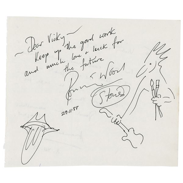 Rolling Stones: Ronnie Wood Signed Sketch