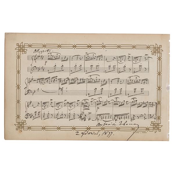 Charles Gounod and Ambroise Thomas Autograph Musical Quotations Signed