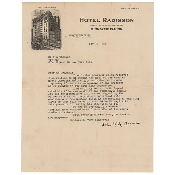 John Philip Sousa Typed Letter Signed