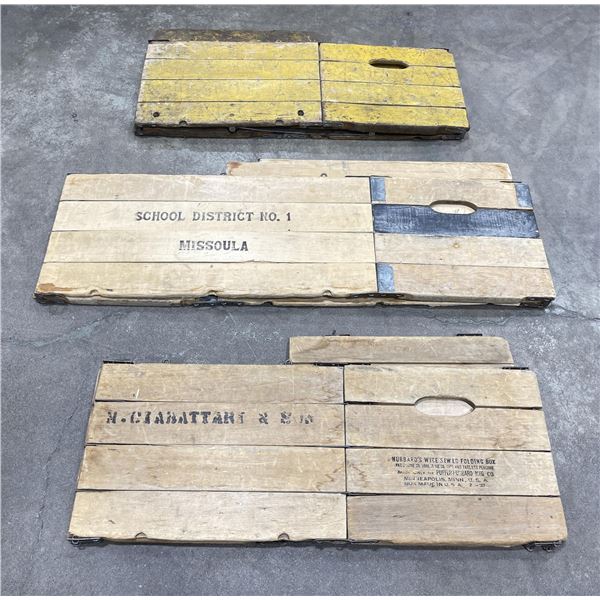 Lot of 3 Antique Montana Folding Wood Boxes