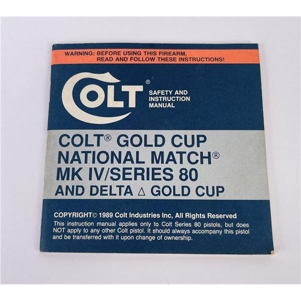 Colt Gold Cup National Match Booklet