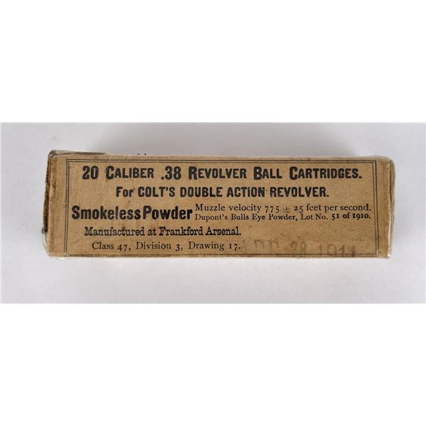 .38 Colt Double Action Cartridges Ammo Box