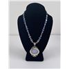 Image 2 : Sterling Silver Blue Banded Agate Necklace