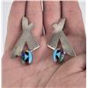 Image 1 : Hopi Indian Sterling Silver Inlay Earrings