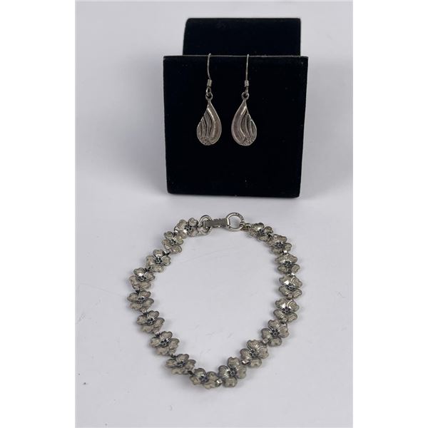 Sterling Silver Bracelet and Earrings