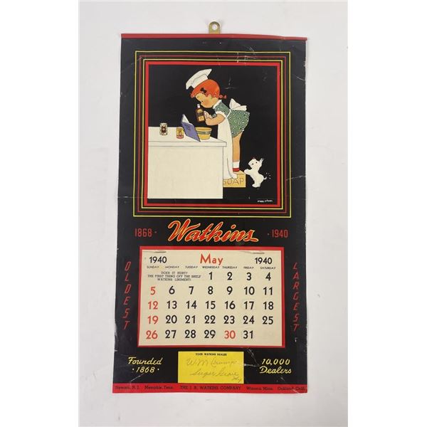 1940 Watkins Spices Advertising Calendar