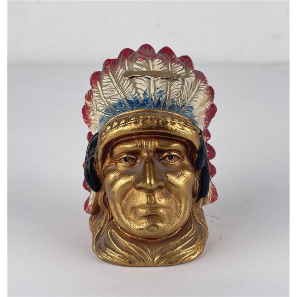 Cold Painted Indian Chief Still Bank